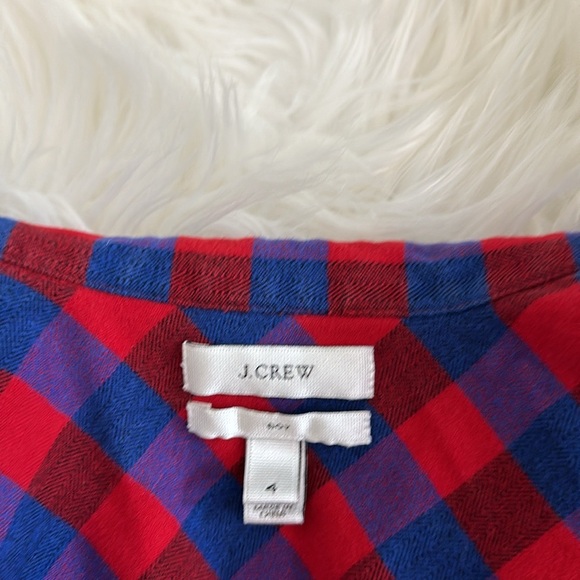 J. Crew Flannel Boy Shirt in Poppy Red & Blue Gingham - Picture 5 of 5